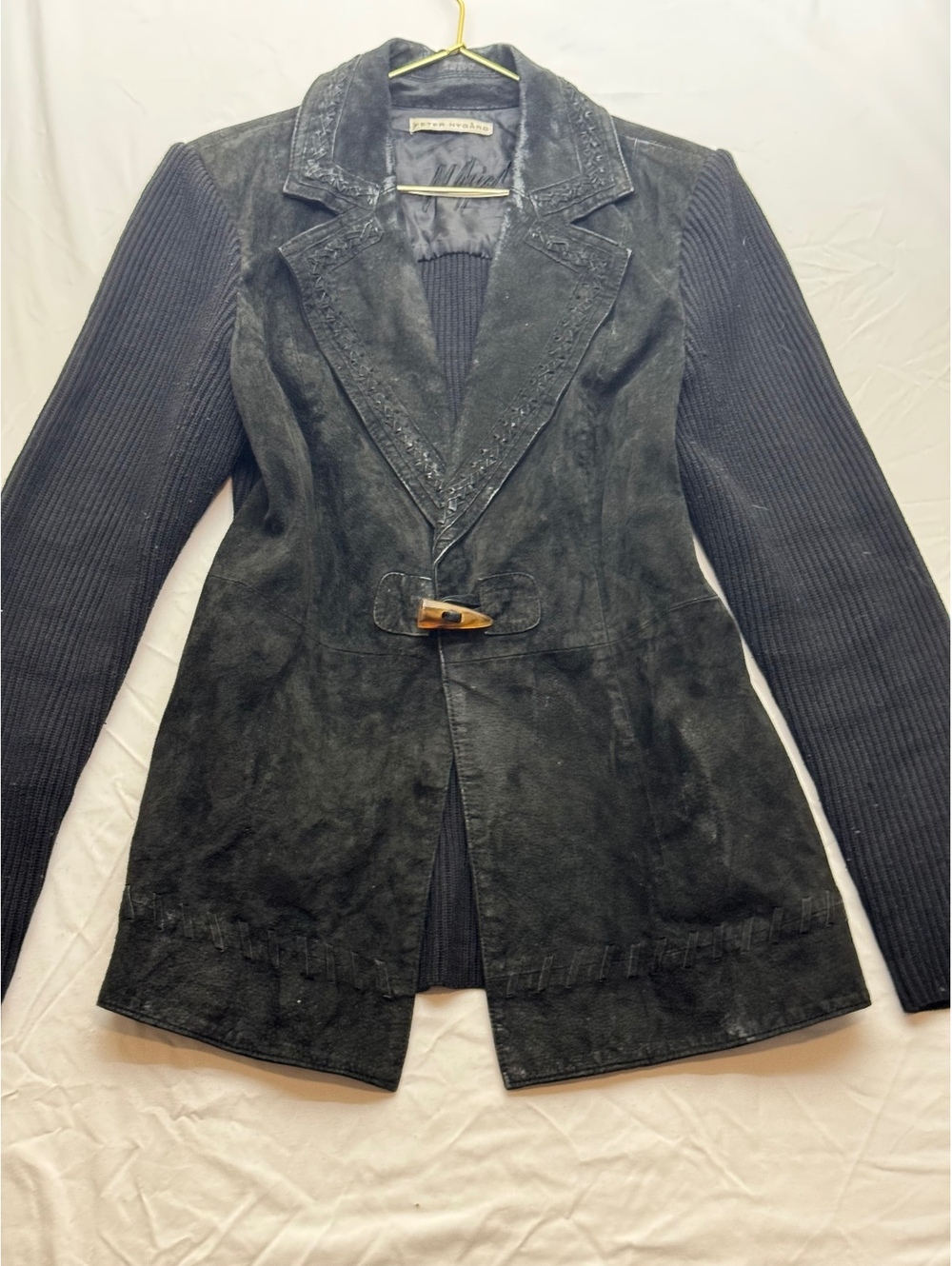 Peter Nygard y2k Vintage Black Suede & Knit Hybrid Jacket Coat Size 10